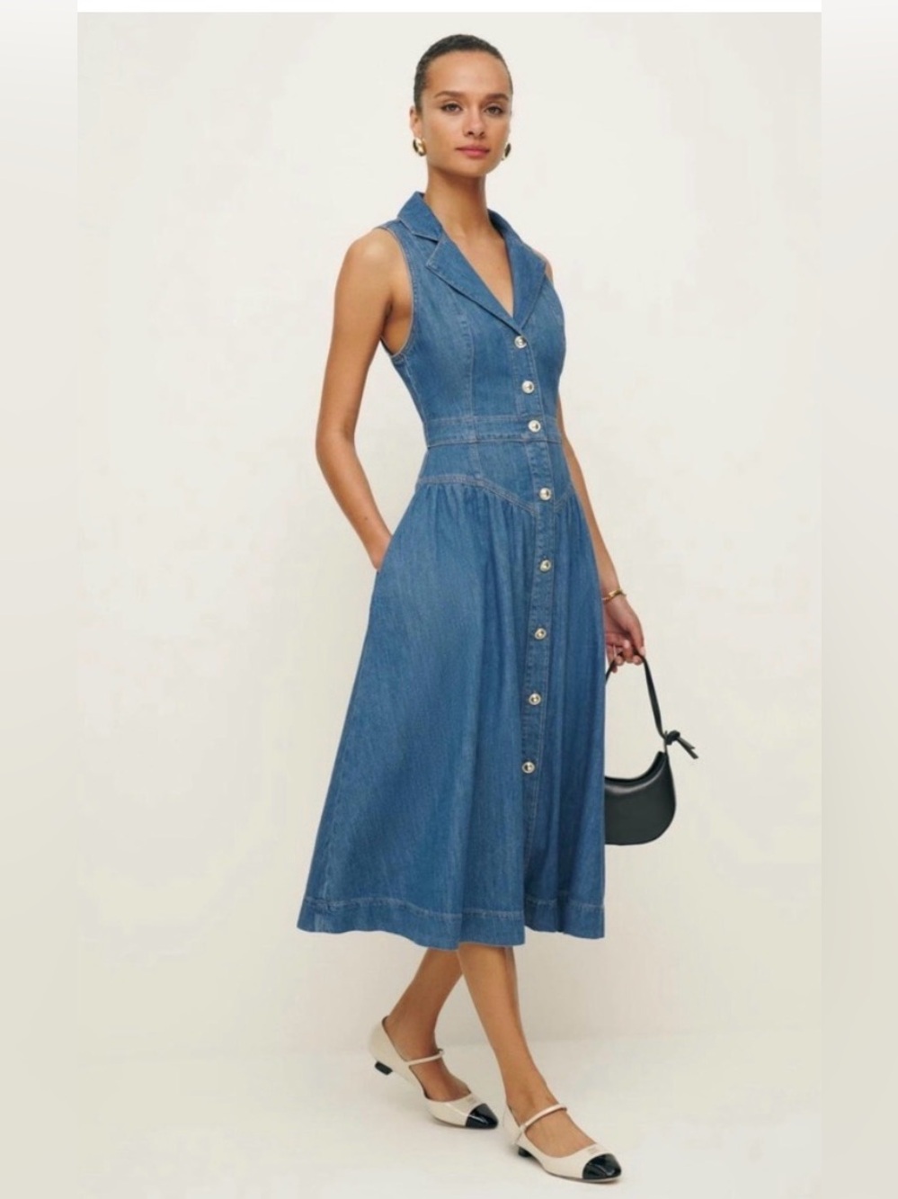 NWT BOBBLES & LACE Sleeveless Denim Midi Dress Size S